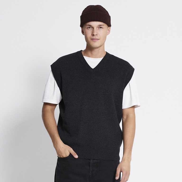 Fine-knit vest "Victor" Dk Grey melange
